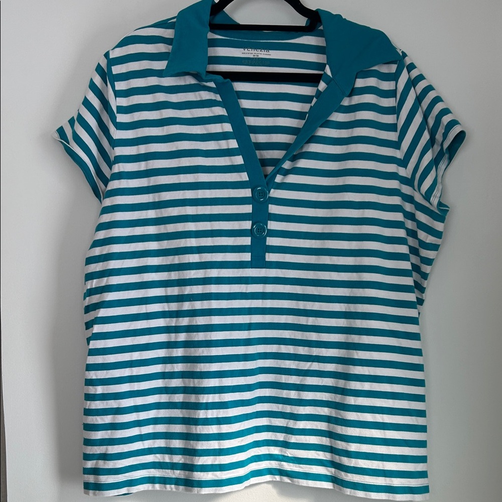 Venezia Blue and White Striped Button Down Shirt